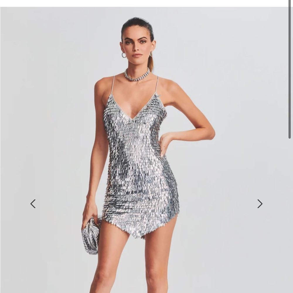 Retrofete Sirena Mini Dress Medium Silver sequin